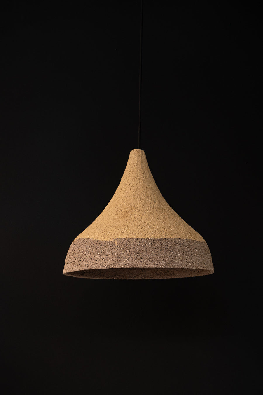 Ariana – handmade yellow ceramic pendant light in natural stoneware clay by Geza Ceramic Studio