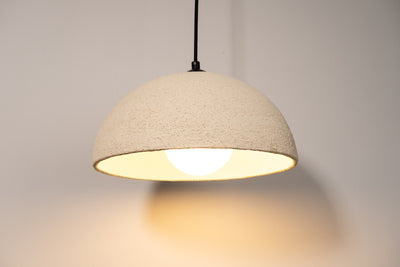 Beige Special Texture Handmade Wabi Sabi Stoneware Ceramic Pendant Light