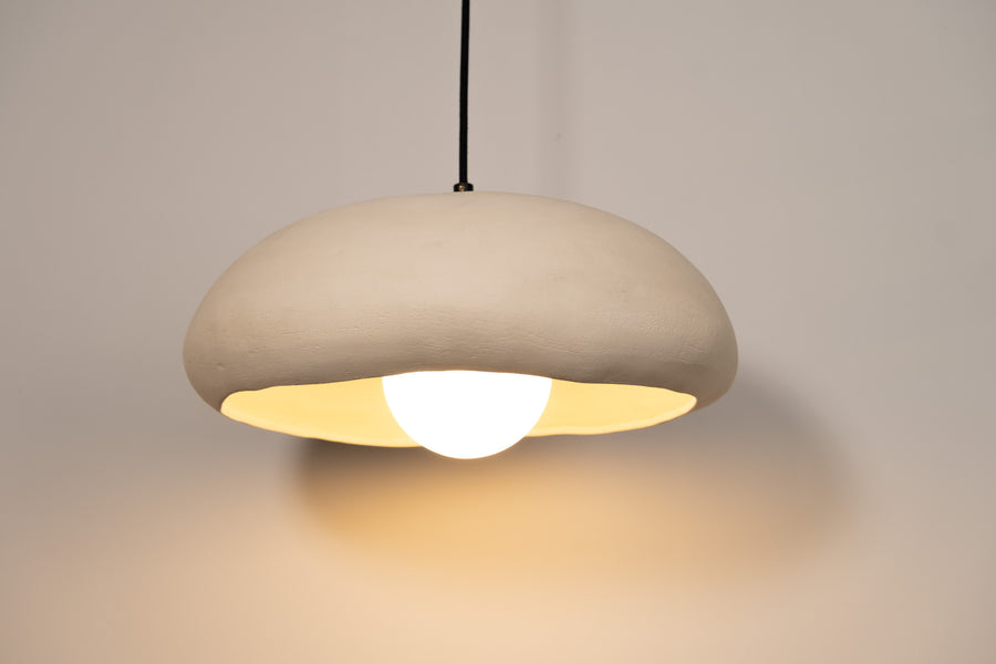 Nomar – handmade white ceramic pendant light in natural stoneware clay by Geza Ceramic Studio