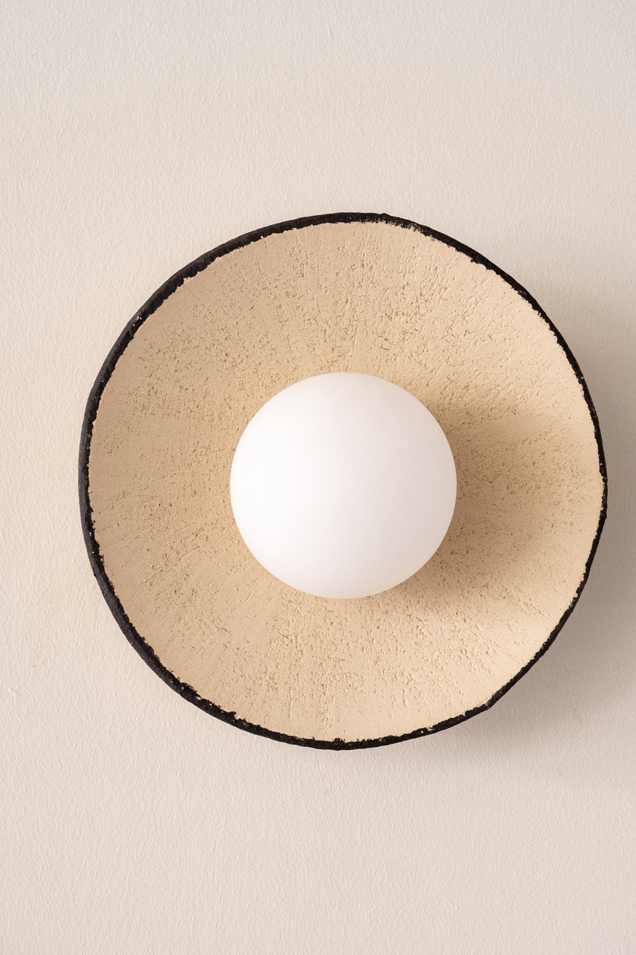 Elora – handmade beige ceramic wall sconce in natural stoneware clay by Geza Ceramic Studio