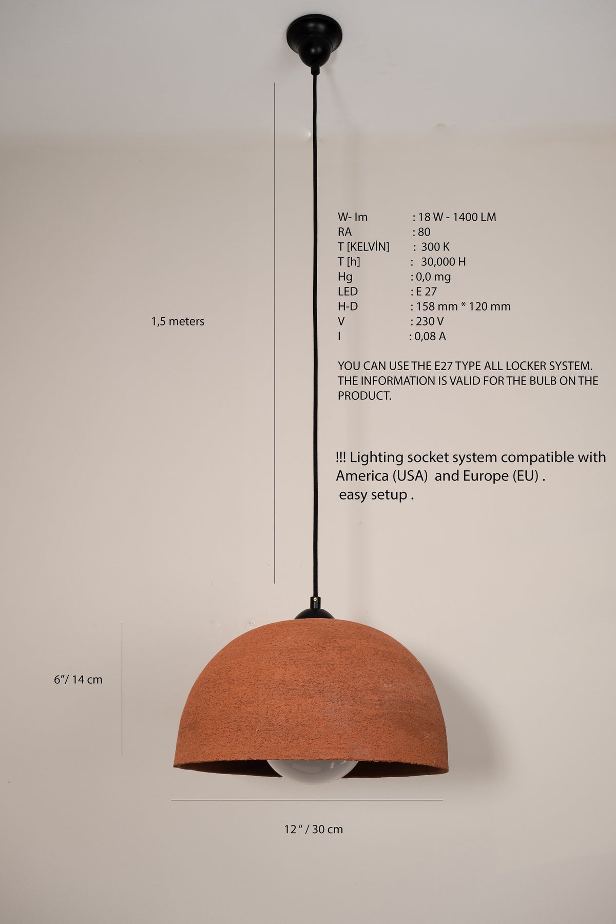 Minara – handmade terracotta ceramic pendant light in natural clay, Geza Ceramic – image 13