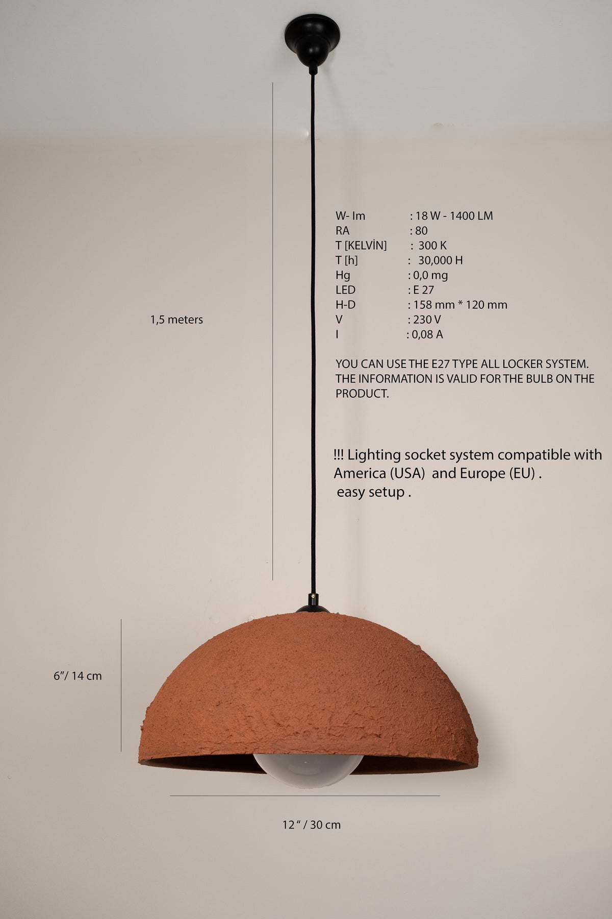 Astrid terracotta handmade ceramic pendant light, wabi sabi stoneware – image 8