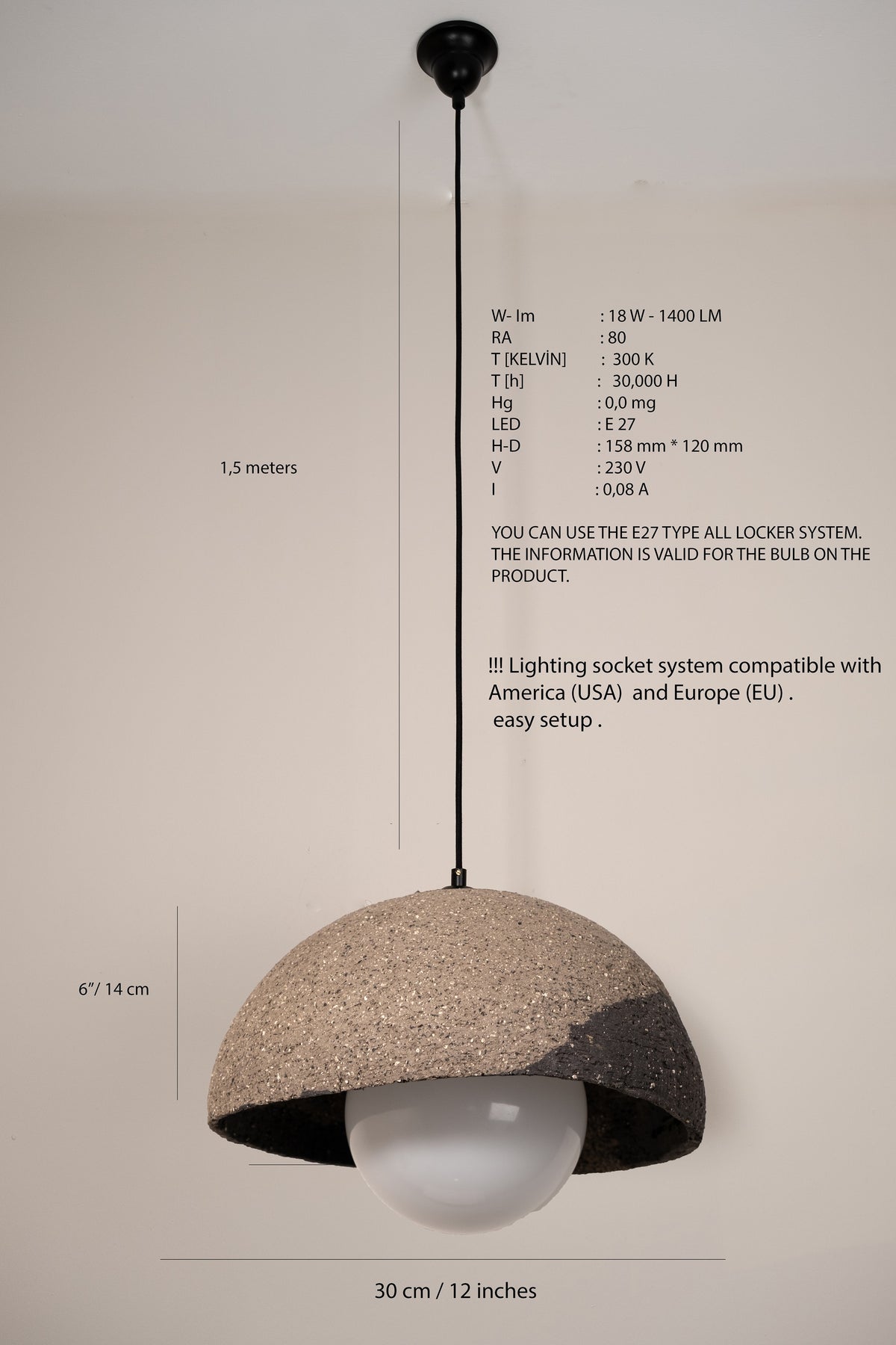 Liorin handmade ceramic pendant light, wabi sabi stoneware – image 12