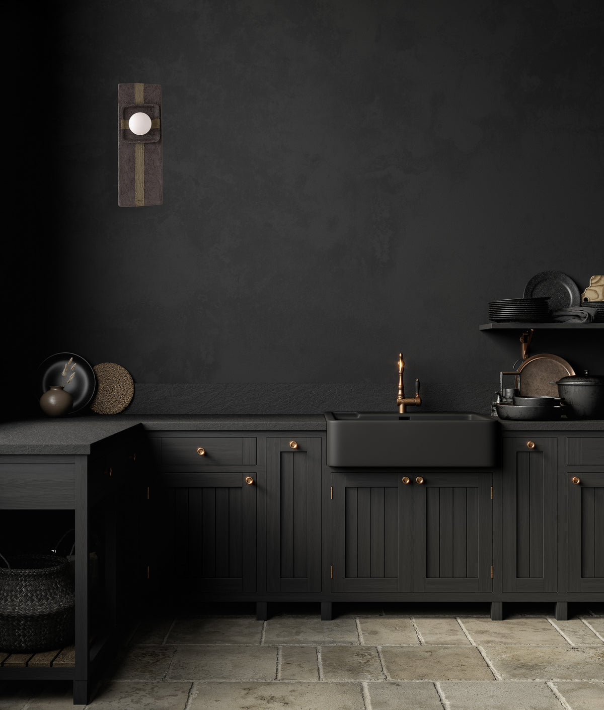 Vesper – handmade black ceramic wall sconce in natural clay, Geza Ceramic – image 3