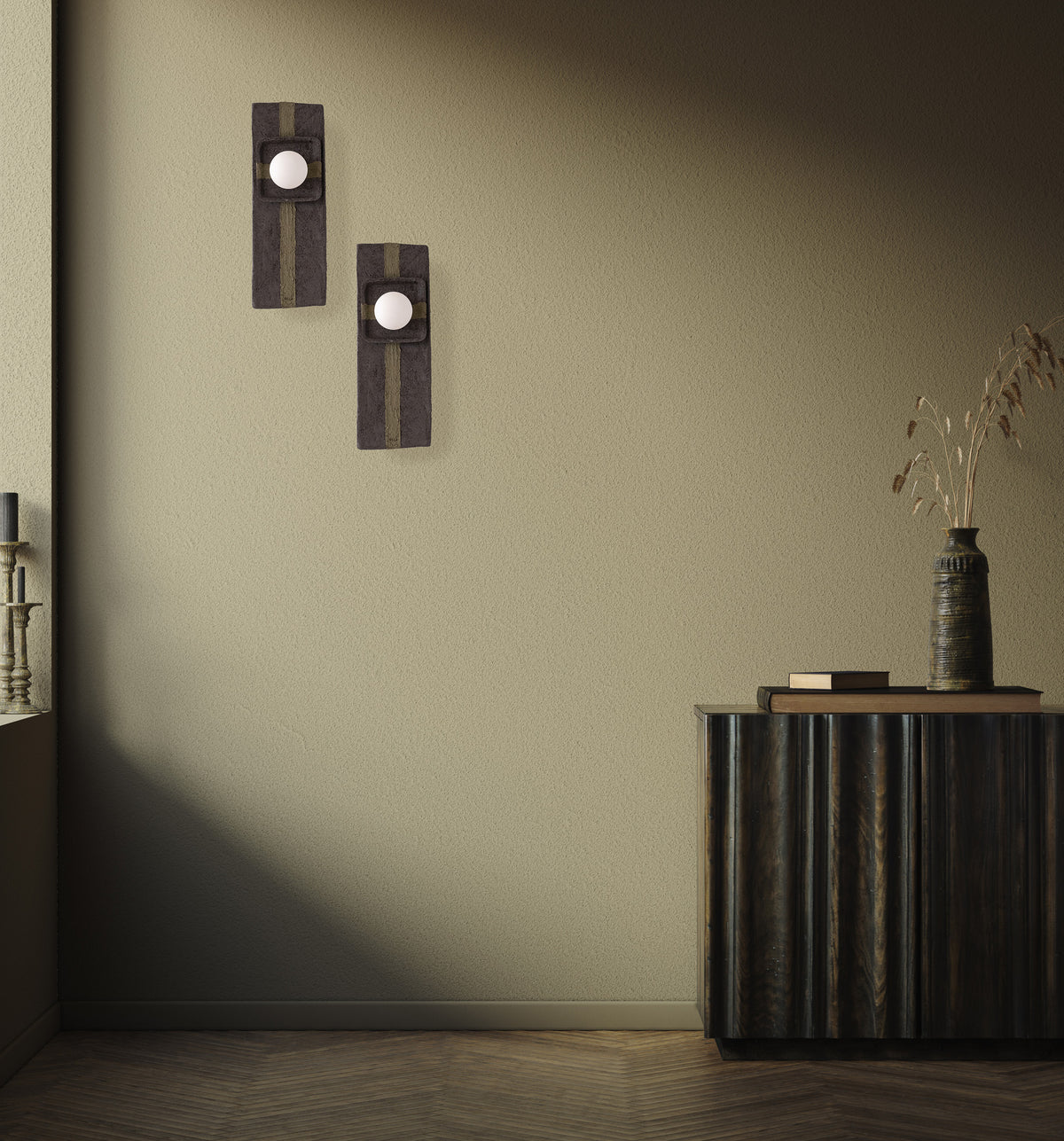 Vesper black handmade ceramic wall sconce, wabi sabi stoneware – image 2