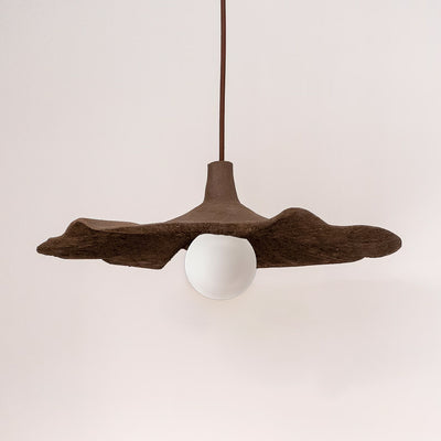 Brown Special Texture Handmade Wabi Sabi Stoneware Ceramic Pendant Light