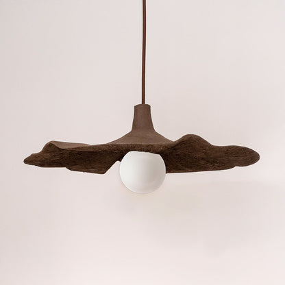 Brown Special Texture Handmade Wabi Sabi Stoneware Ceramic Pendant Light