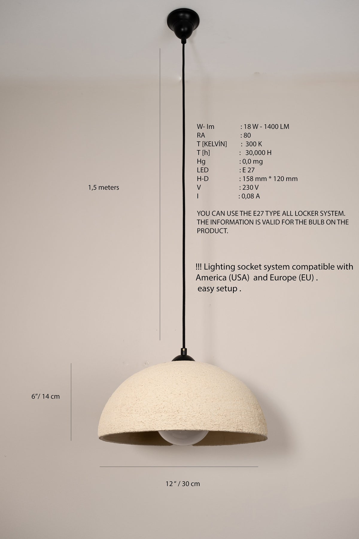 Norena – handmade white ceramic pendant light in natural clay, Geza Ceramic – image 11