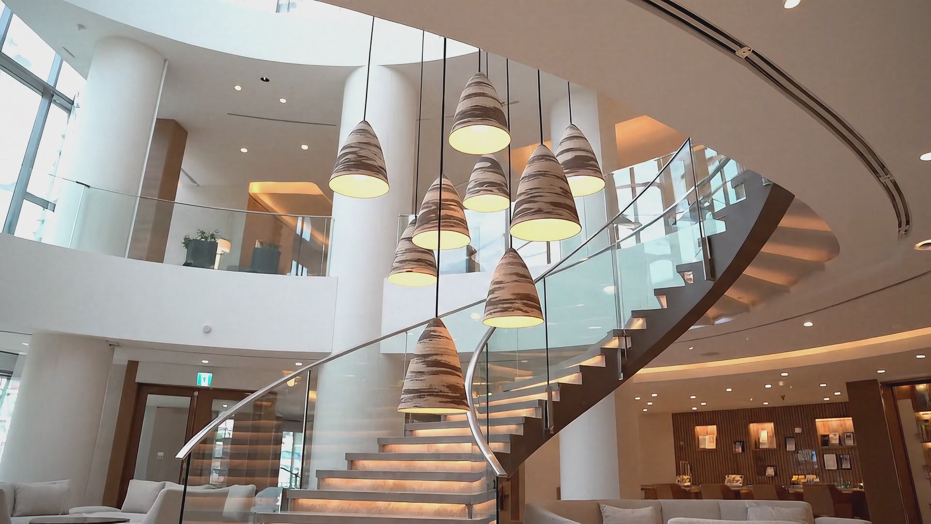 Beige Brown Conical Ceramic Chandelier