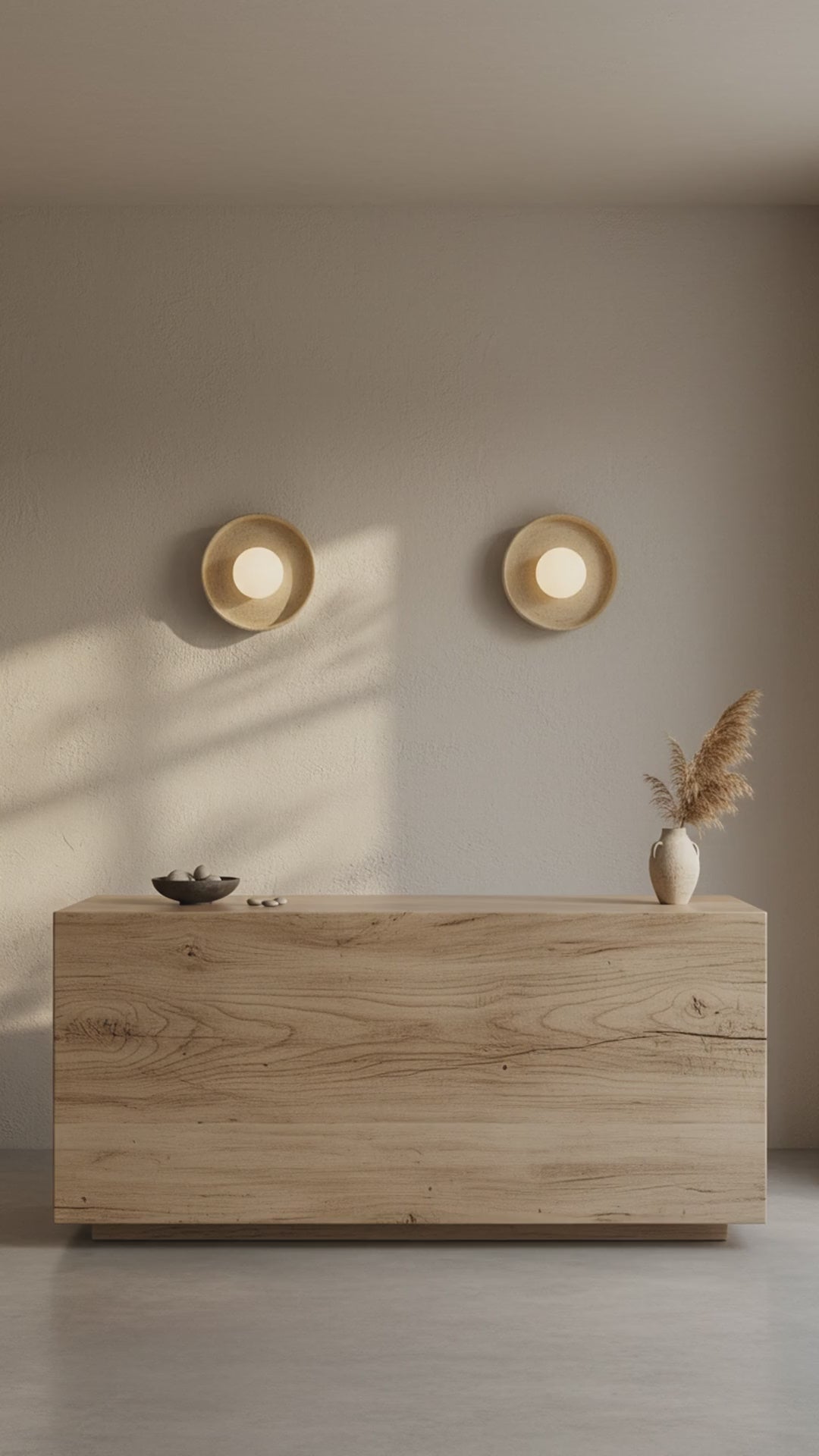 Beige Stoneware Wall Sconces