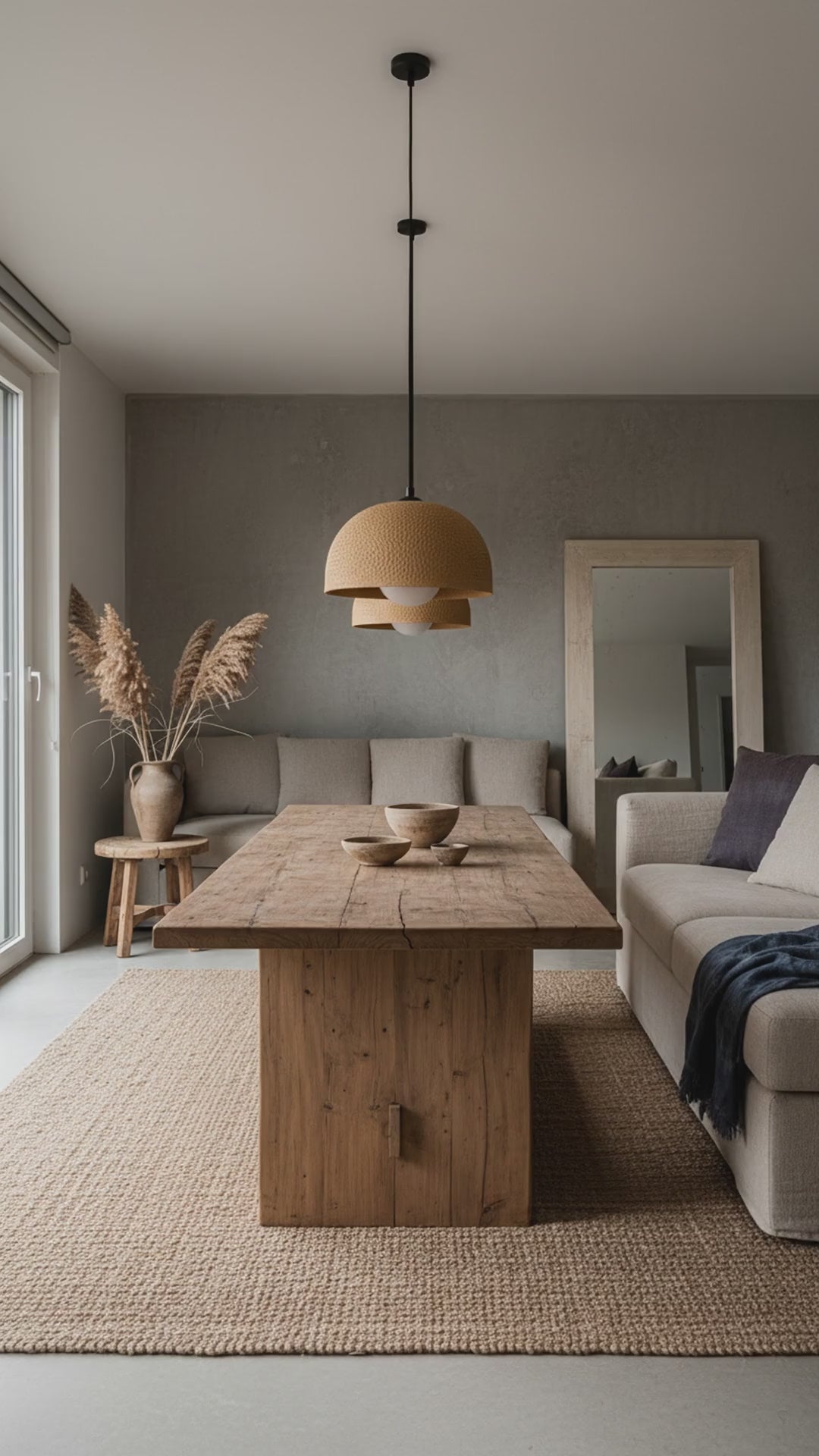 Sand Yellow Special Texture Handmade Wabi Sabi Stoneware Ceramic Pendant Light