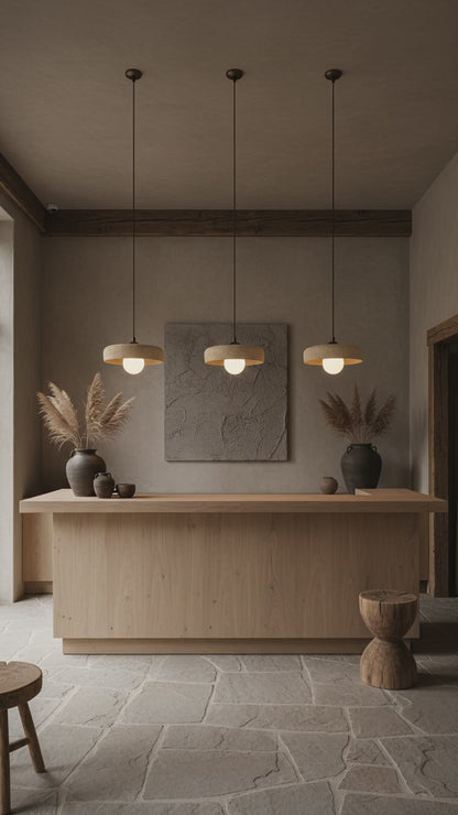 White  Special Texture Handmade Wabi Sabi Stoneware Ceramic Pendant