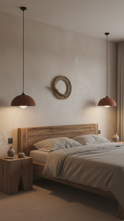 Terracotta Color Handmade Ceramic Pendant Chandelier, Wabi Sabi Ceramic Lamp,
