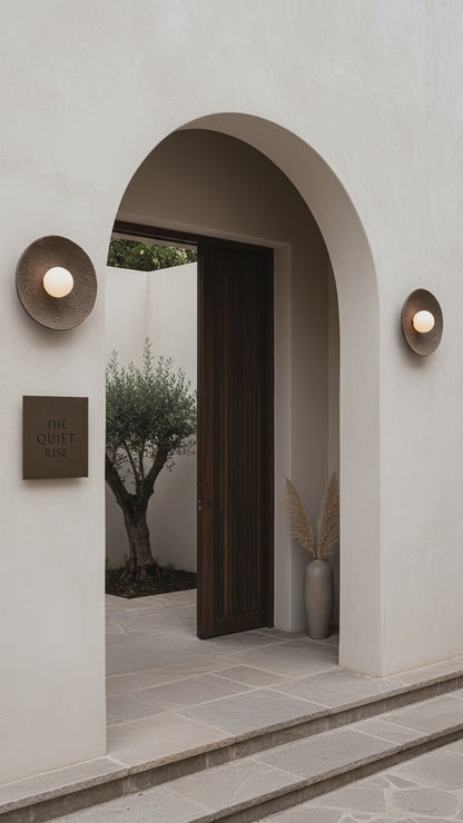 12 inches Wabi Sabi Handmade Ceramic Wall Lamp, Brown Ceramic Wall Sconces, Minimalist Wall Light