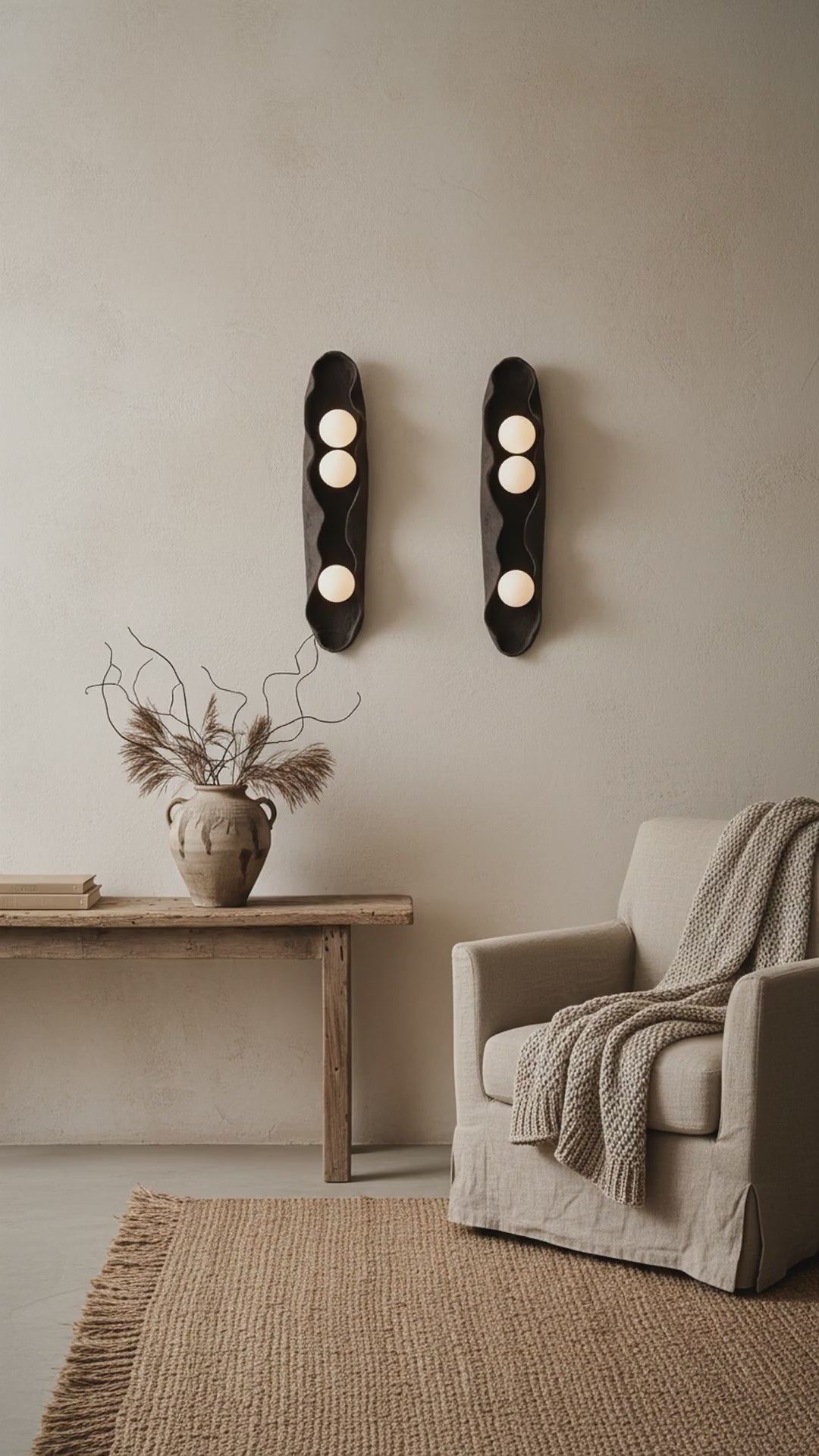 Ceramic Black wall light Handmade Wall Sconces