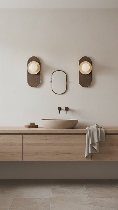 25 inç Modern El Yapımı Seramik Duvar Lambası, Japandi Aplik, Banyo Duvar Lambası, Ev Hediyesi