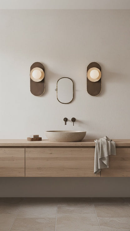 25 Zoll Moderne handgefertigte Keramik Wandlampe, Japandi Wandlampe, Badezimmer Wandleuchte, Wohngeschenk