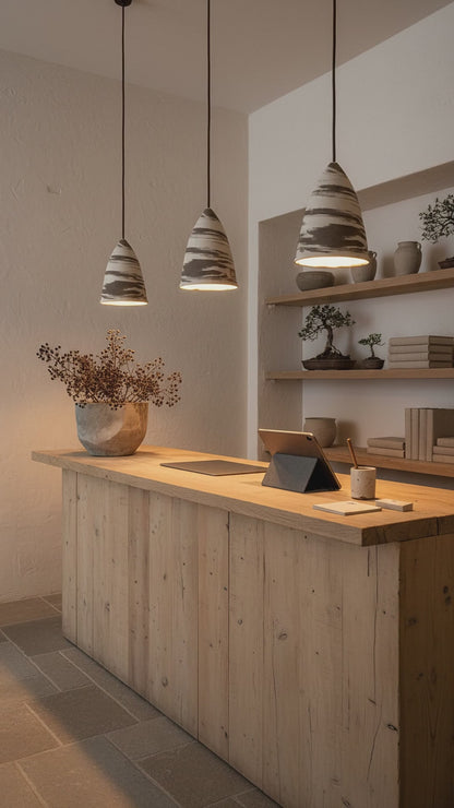 Beige Brown Conical Ceramic Chandelier