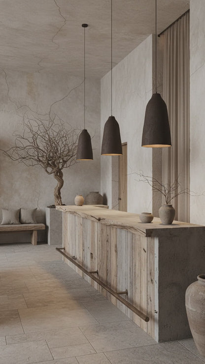 Wabi Sabi Long Handmade Ceramic Pendant Chandelier, Natural Textured Ceramic Lamp, Kitchen Island Chandelier