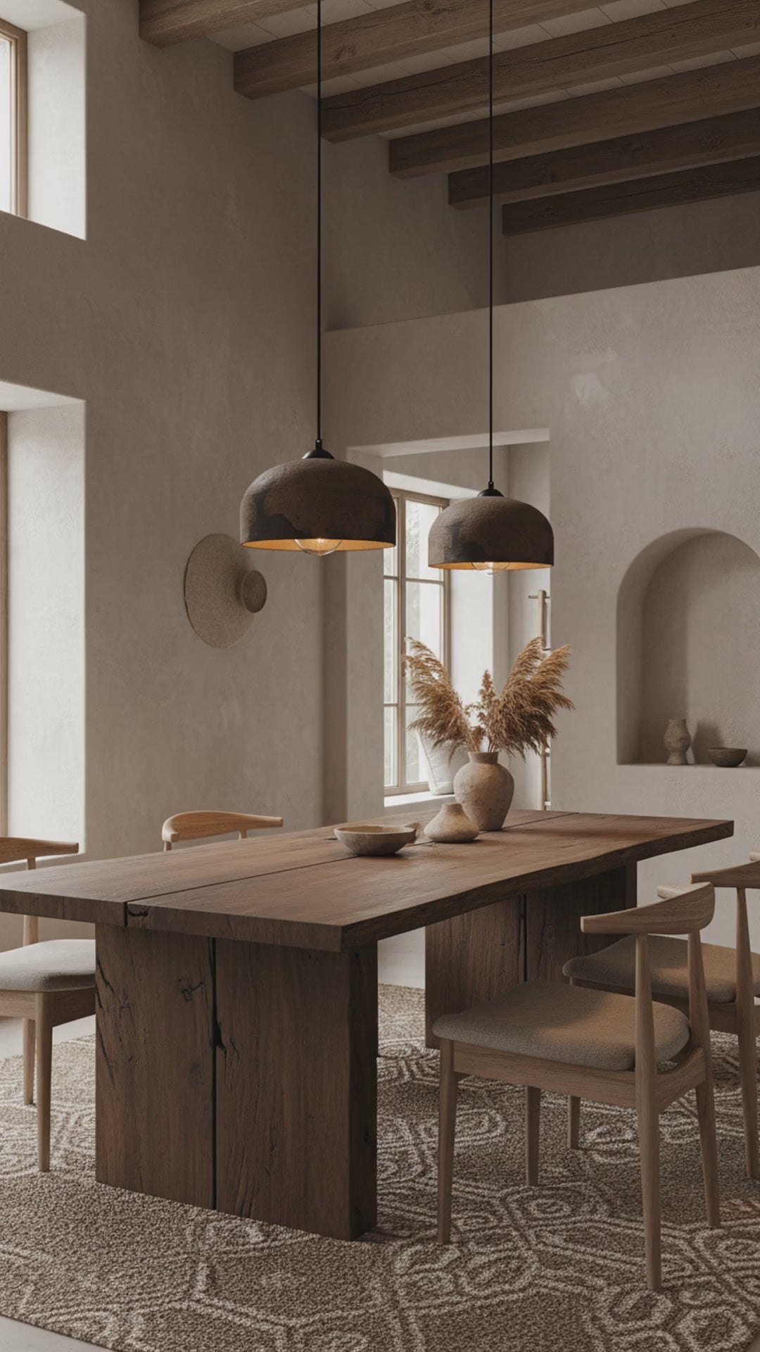 Brown Special Texture Handmade Wabi Sabi Stoneware Ceramic Pendant Light