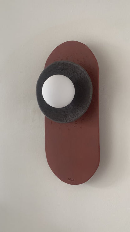 25 Inc. Terrakotta Moderne handgefertigte Keramik Wandlampe, Japandi Keramik Wandlampe, Große Wandlampe