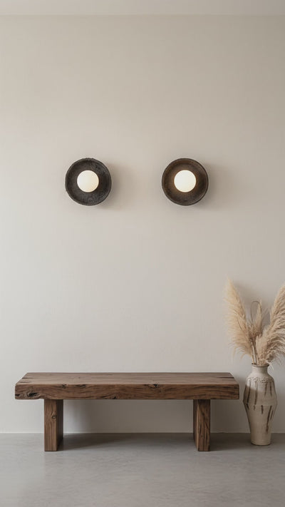 19 inches Japandi Handmade Ceramic Wall Sconce, Wabi Sabi Wall Lamp, Home Decor Wall Light, Home Gift